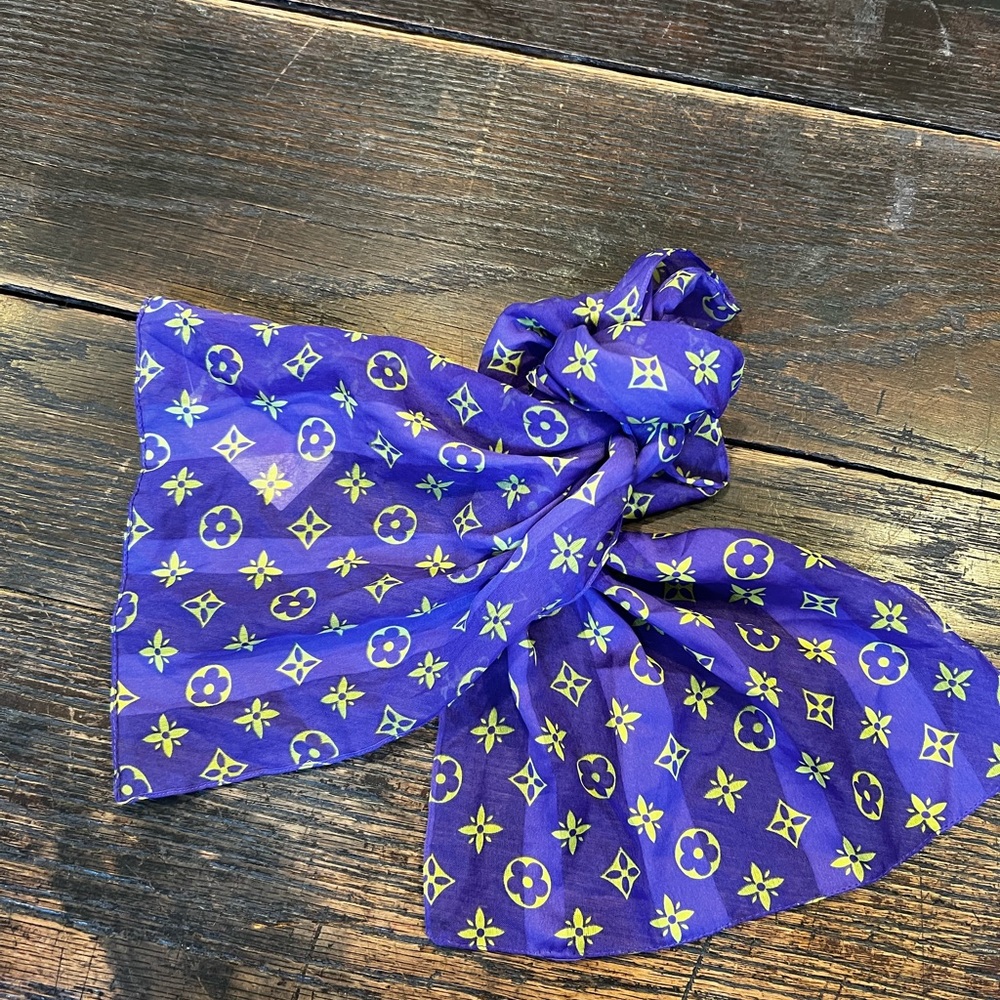 Kids' Blue and Yellow Patterned Scarf